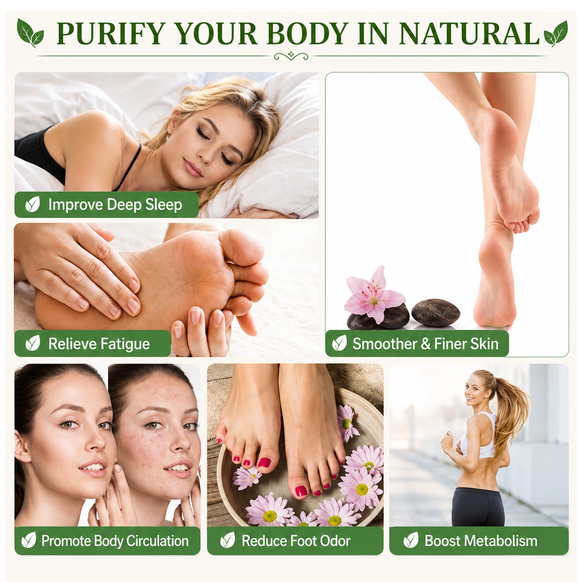 100% Herbal & Gentle Ingredient Detox Foot Pads